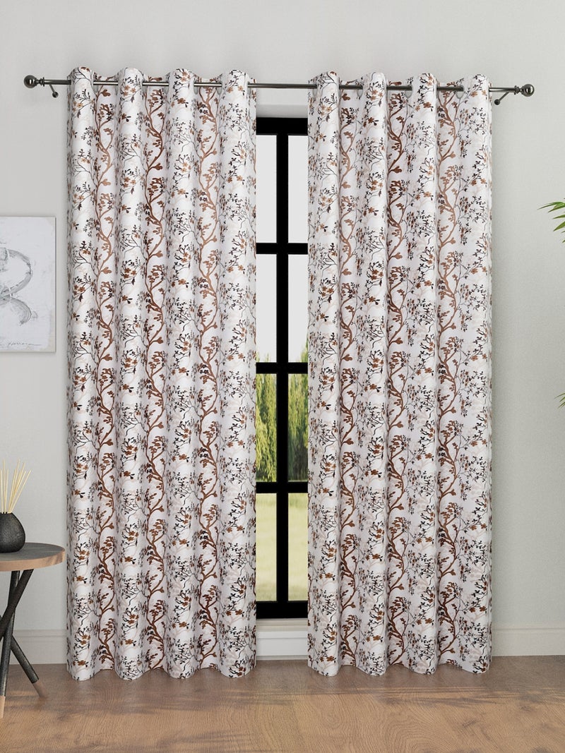 Floral Printed Door Curtain Set of 2 for Home